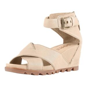 Sorel Joanie Sandal Li Ankle High Leather Oatmeal Beige Womens size 7.5